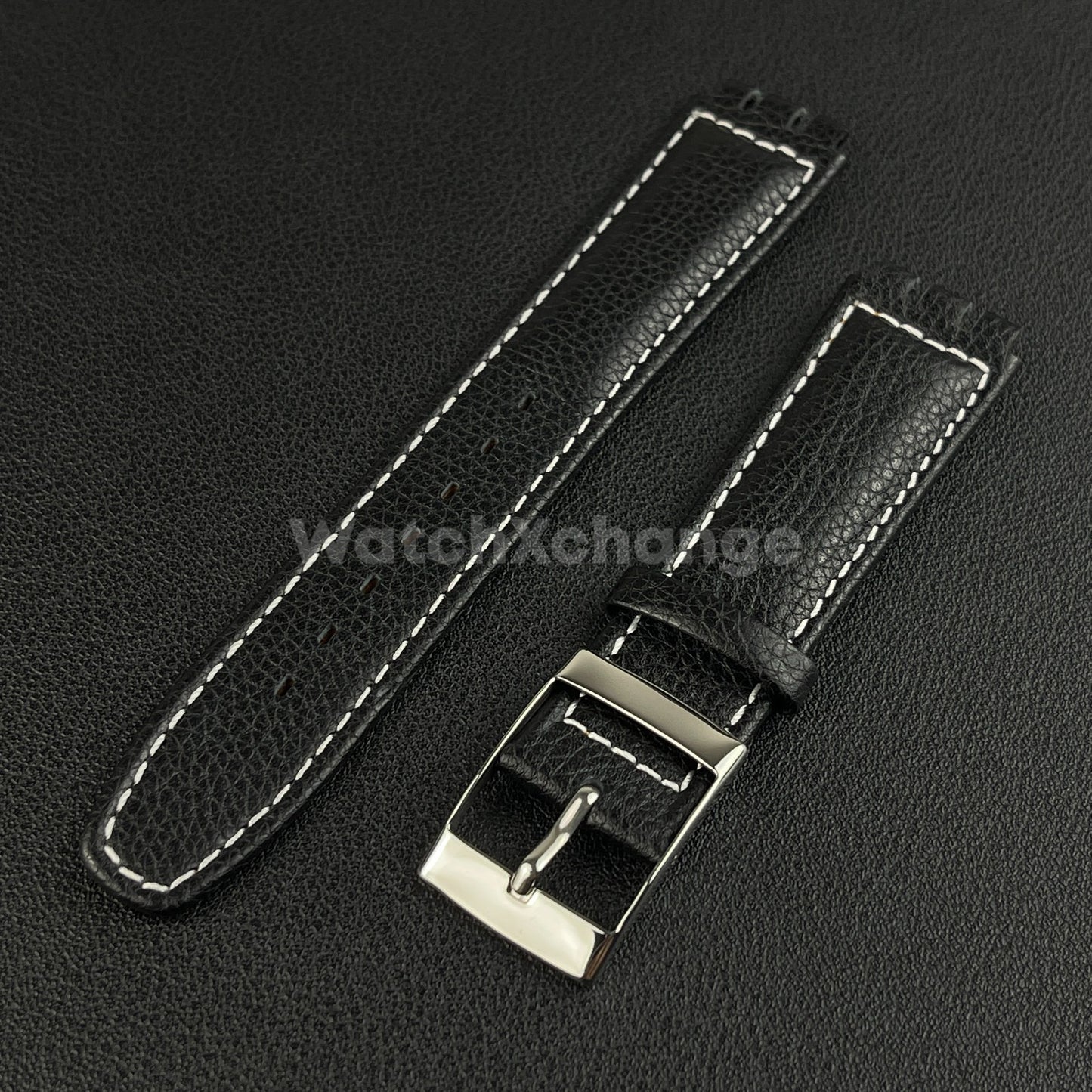 Black Genuine Leather Watch Band Strap 17mm for SWATCH YCS YAS YGS