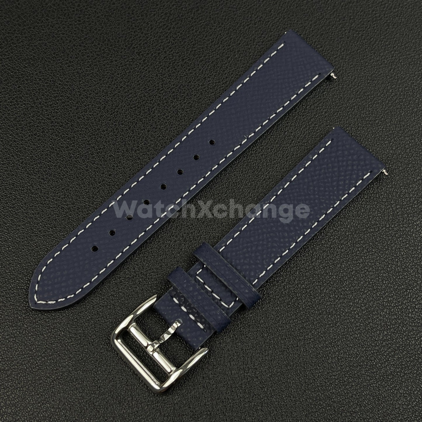 Blue Universal Quick Release Genuine Leather Watch Strap Band 18mm 20mm 22mm