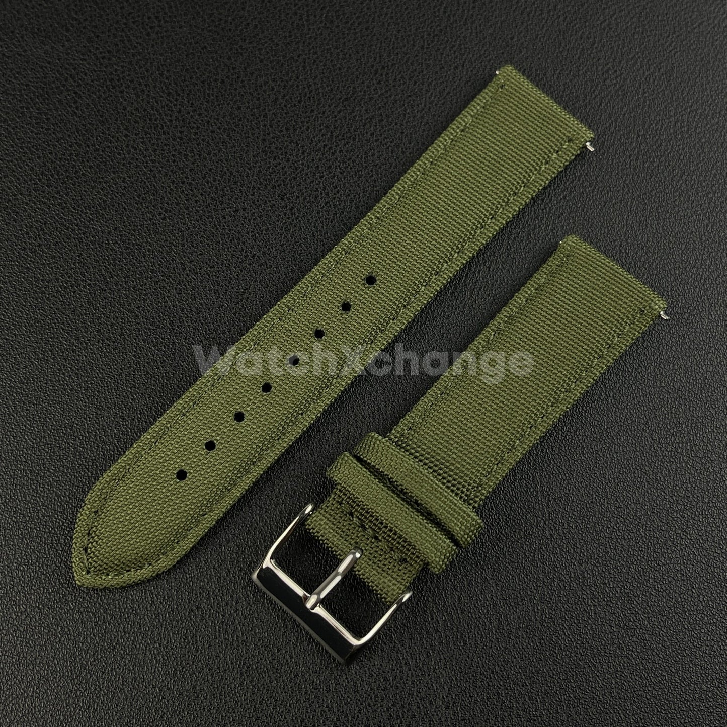 Green Watch Strap Band Nylon Canvas Sailcloth Quick Release 20mm 22mm 24mm