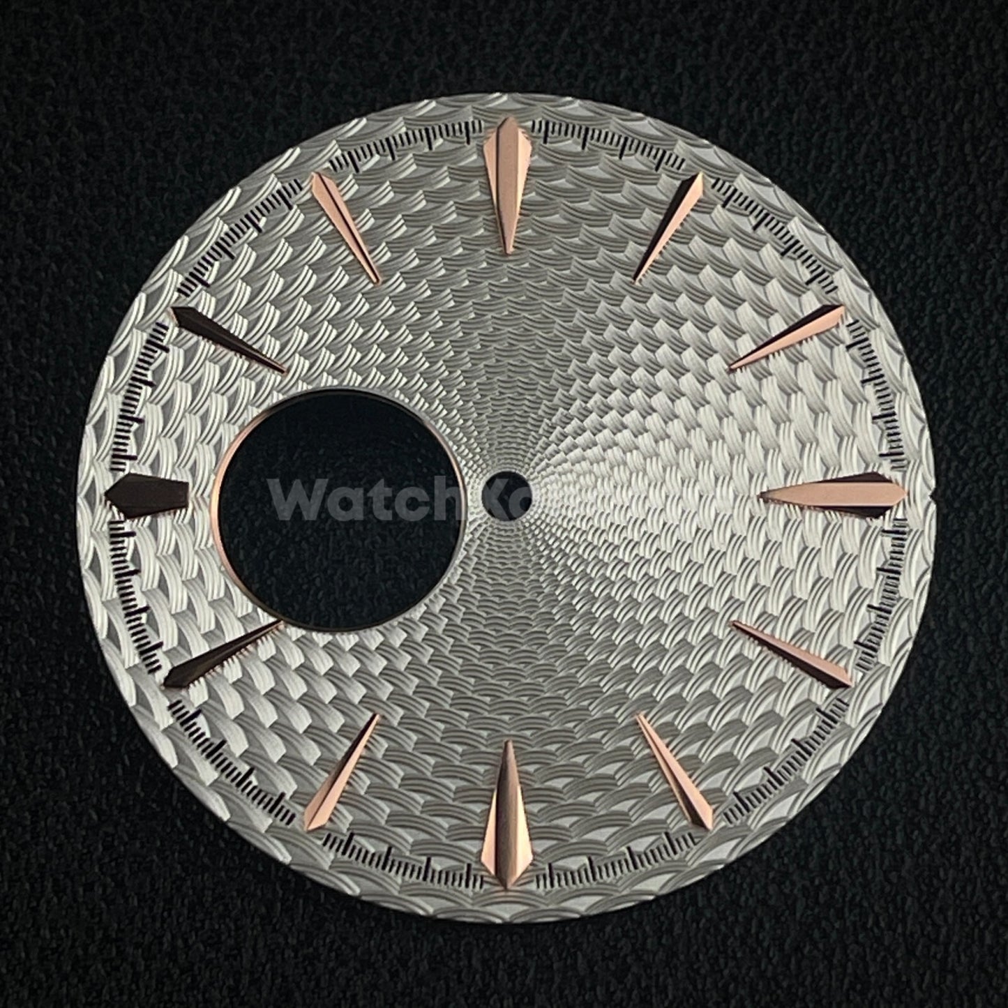 35mm Silver & Rose Gold Cocktail Texture Watch Dial Face For Seiko NH38 Movement