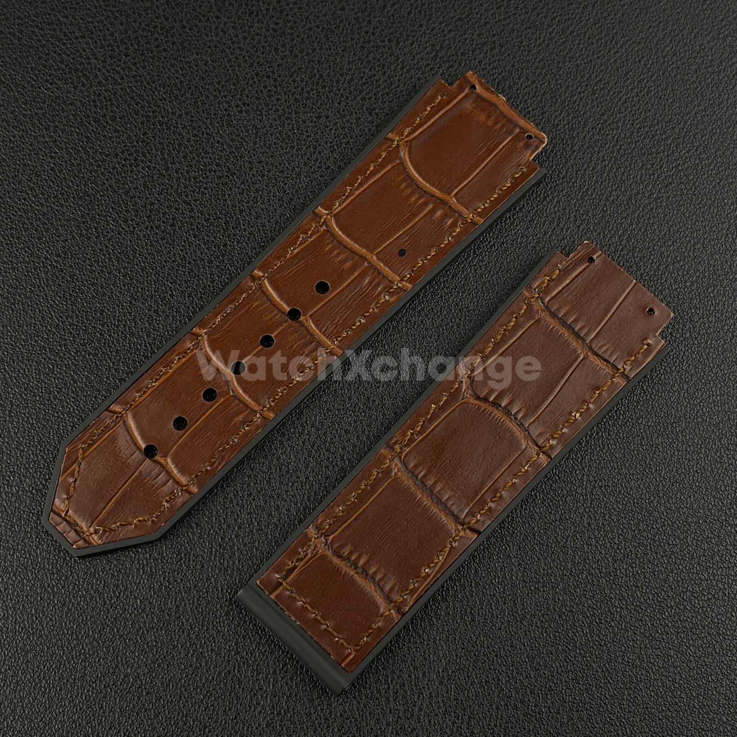 Brown Leather Watch Strap Band 26*19mm Fit HUBLOT BIG BANG