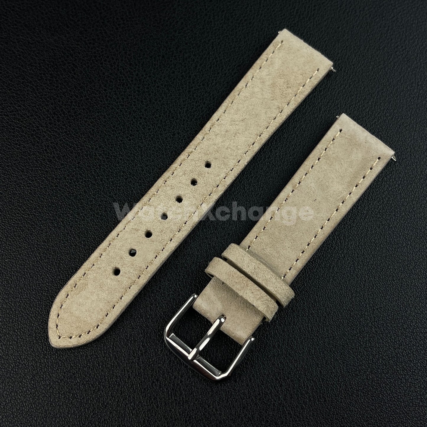 Beige Watch Strap Suede Leather Premium Quick Release Band 18 19 20 22mm
