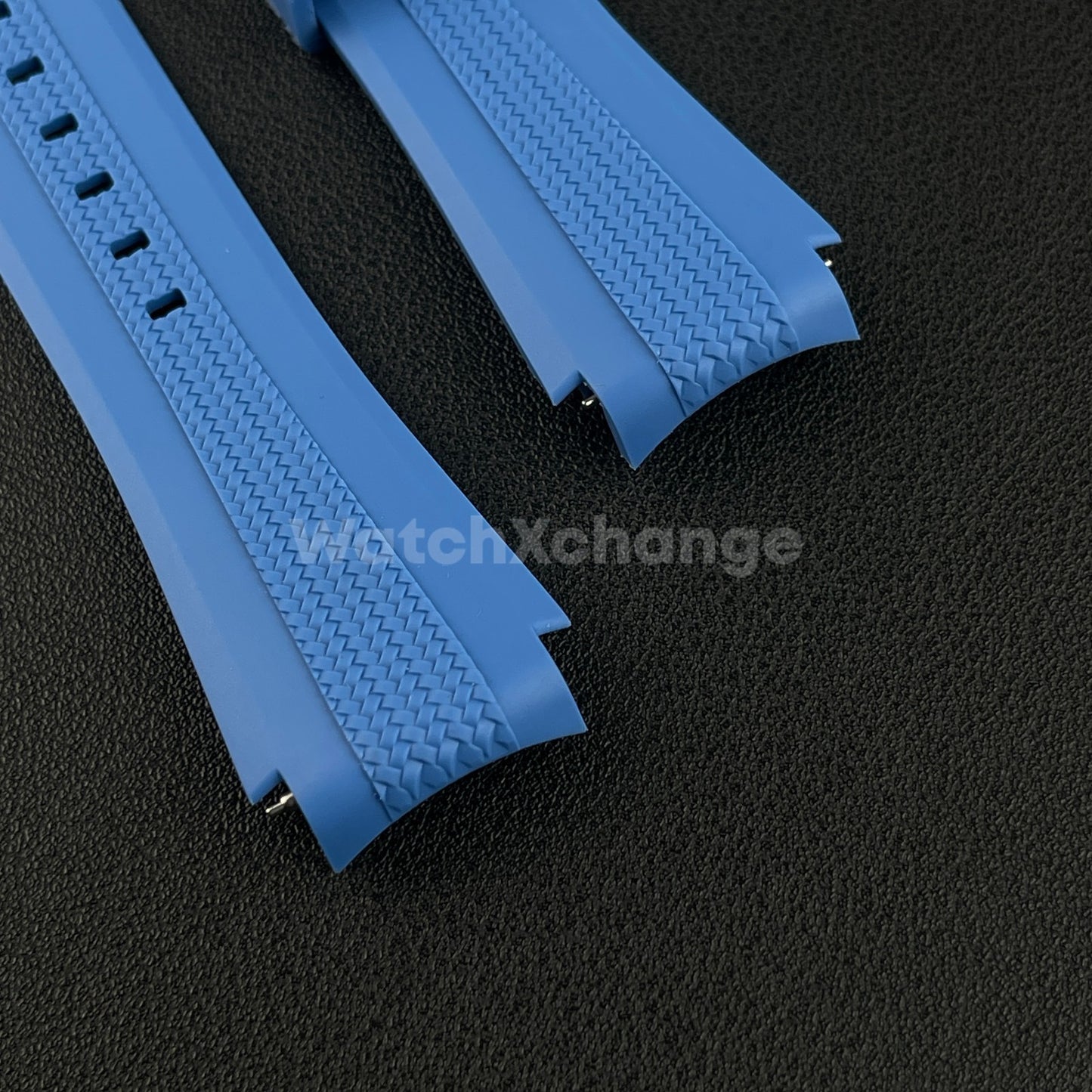 Blue 20mm Silicone Rubber Curved End Watch Strap Band For Omega Rolex