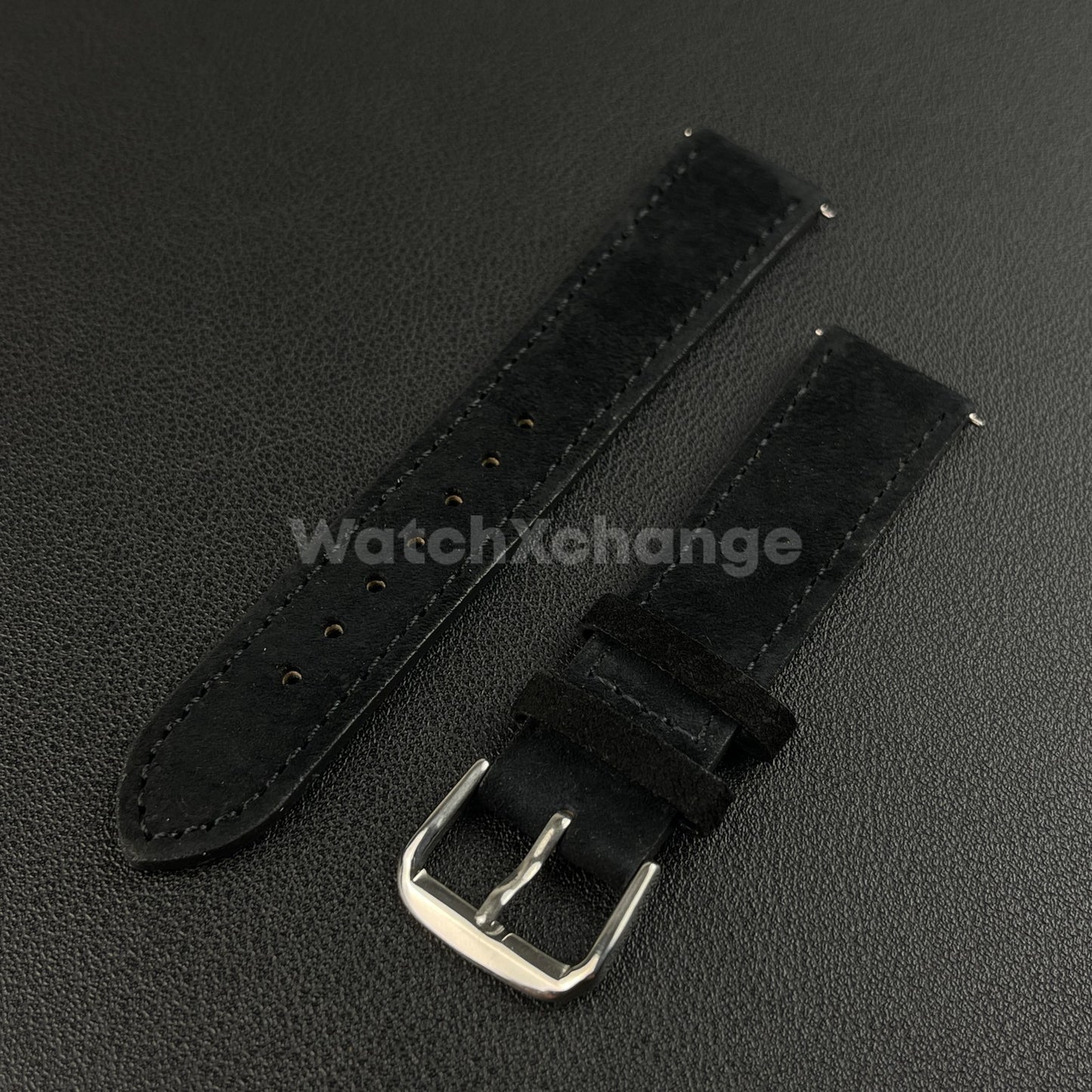 Black Watch Strap Suede Leather Premium Quick Release Band 18 19 20 22mm