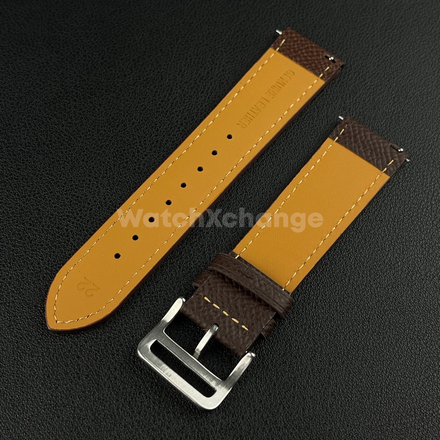 DEFECTIVE Brown Universal Quick Release Genuine Leather Watch Strap Band 22mm