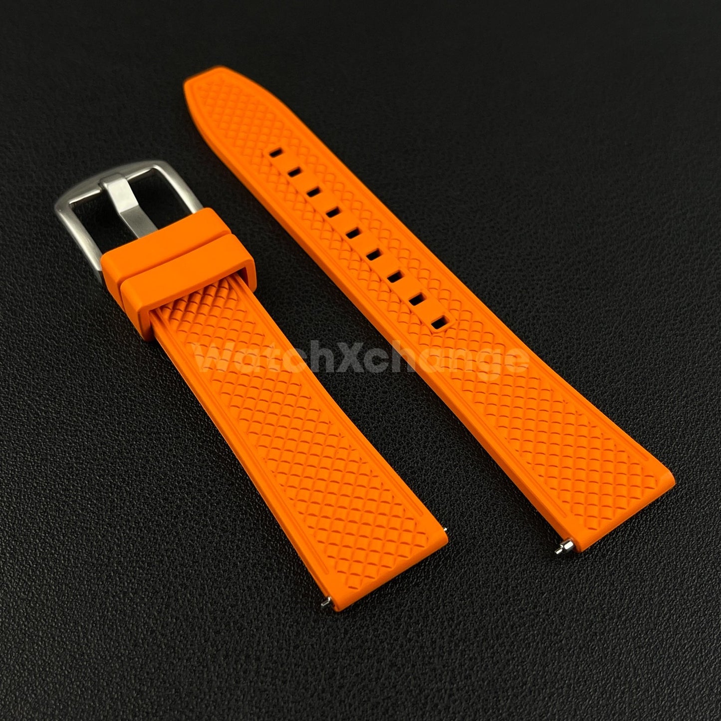 Orange Premium Waffle FKM Rubber Watch Strap Band 20mm 22mm Quick Release