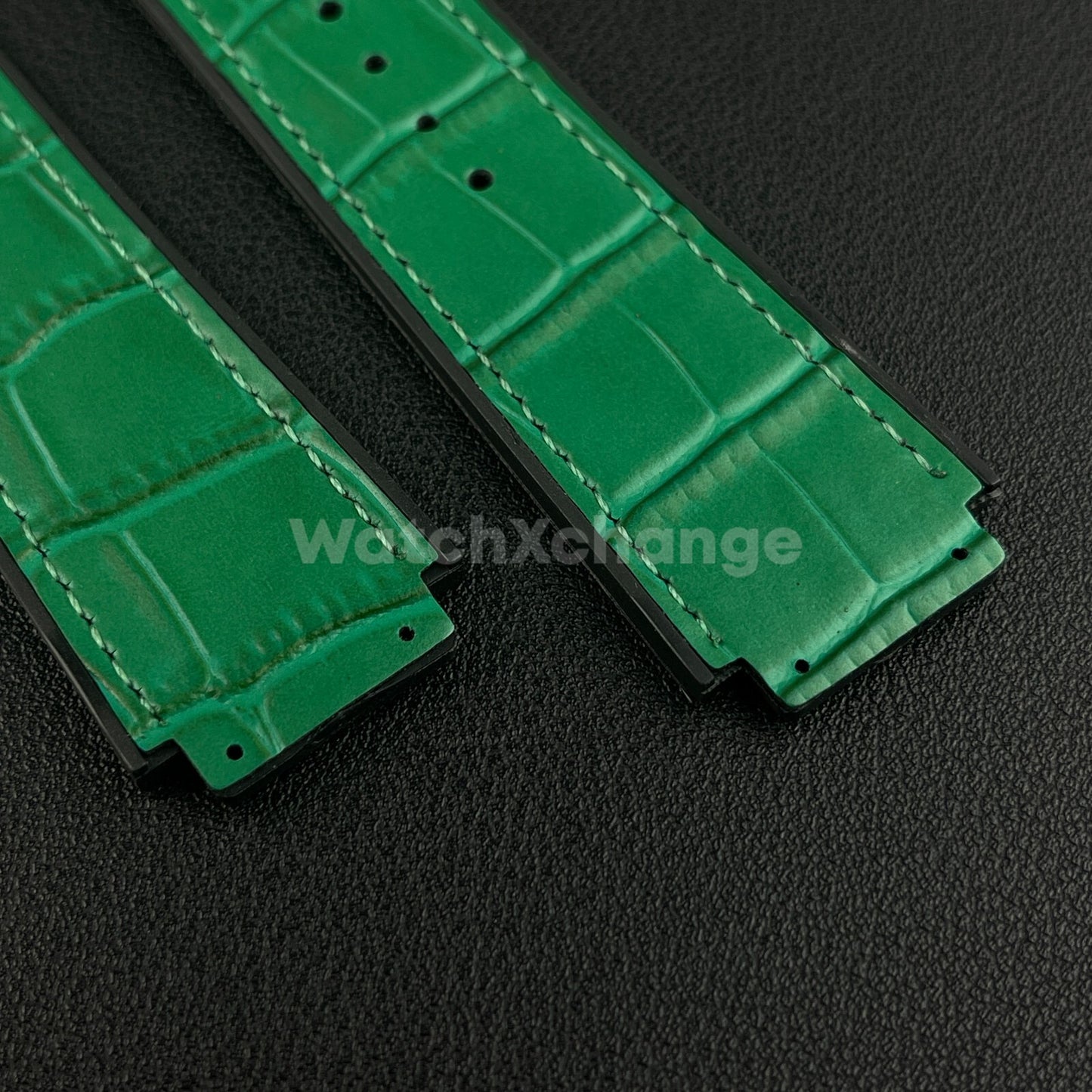Green Leather Watch Strap Band 26*19mm Fit HUBLOT BIG BANG