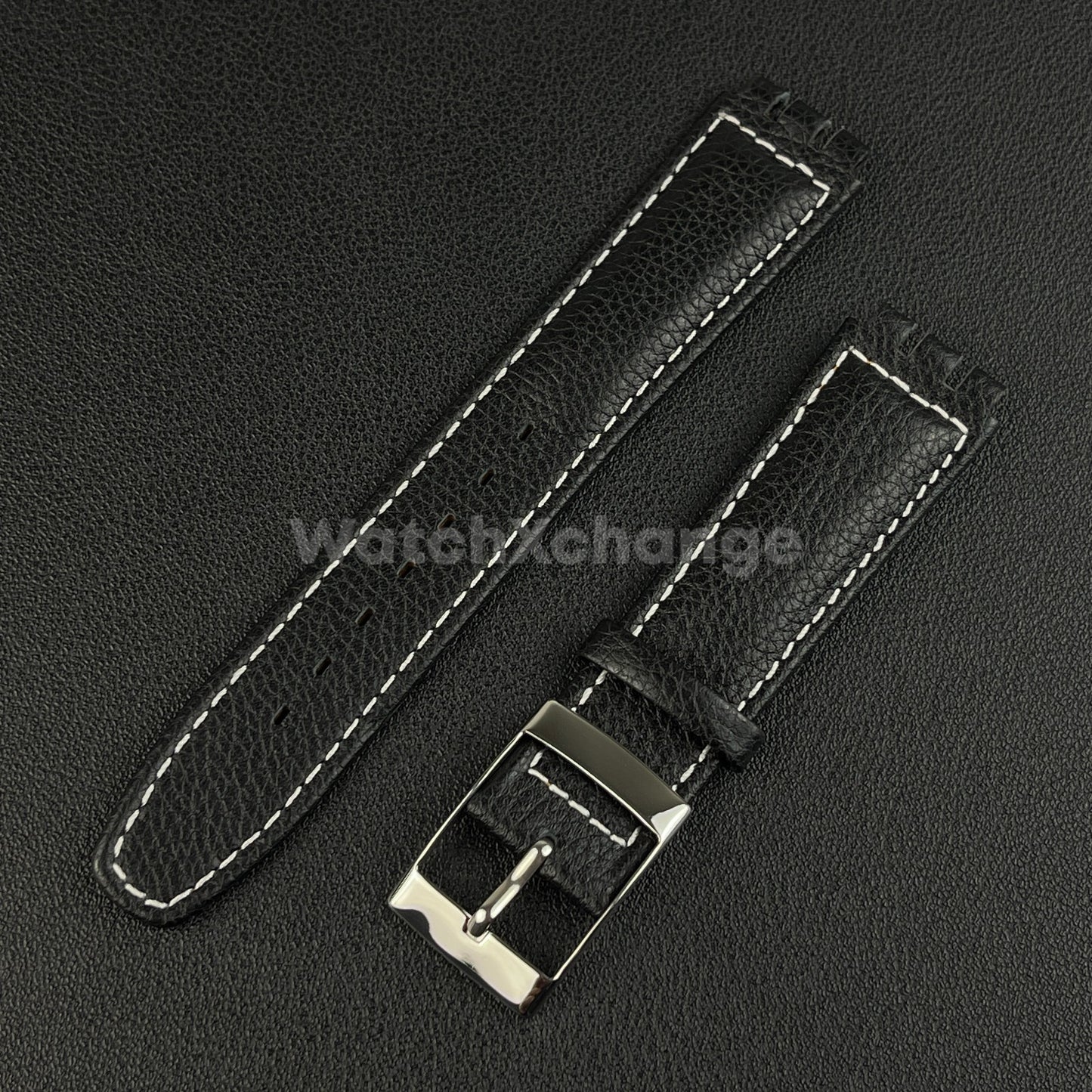Black Genuine Leather Watch Band Strap 17mm for SWATCH YCS YAS YGS