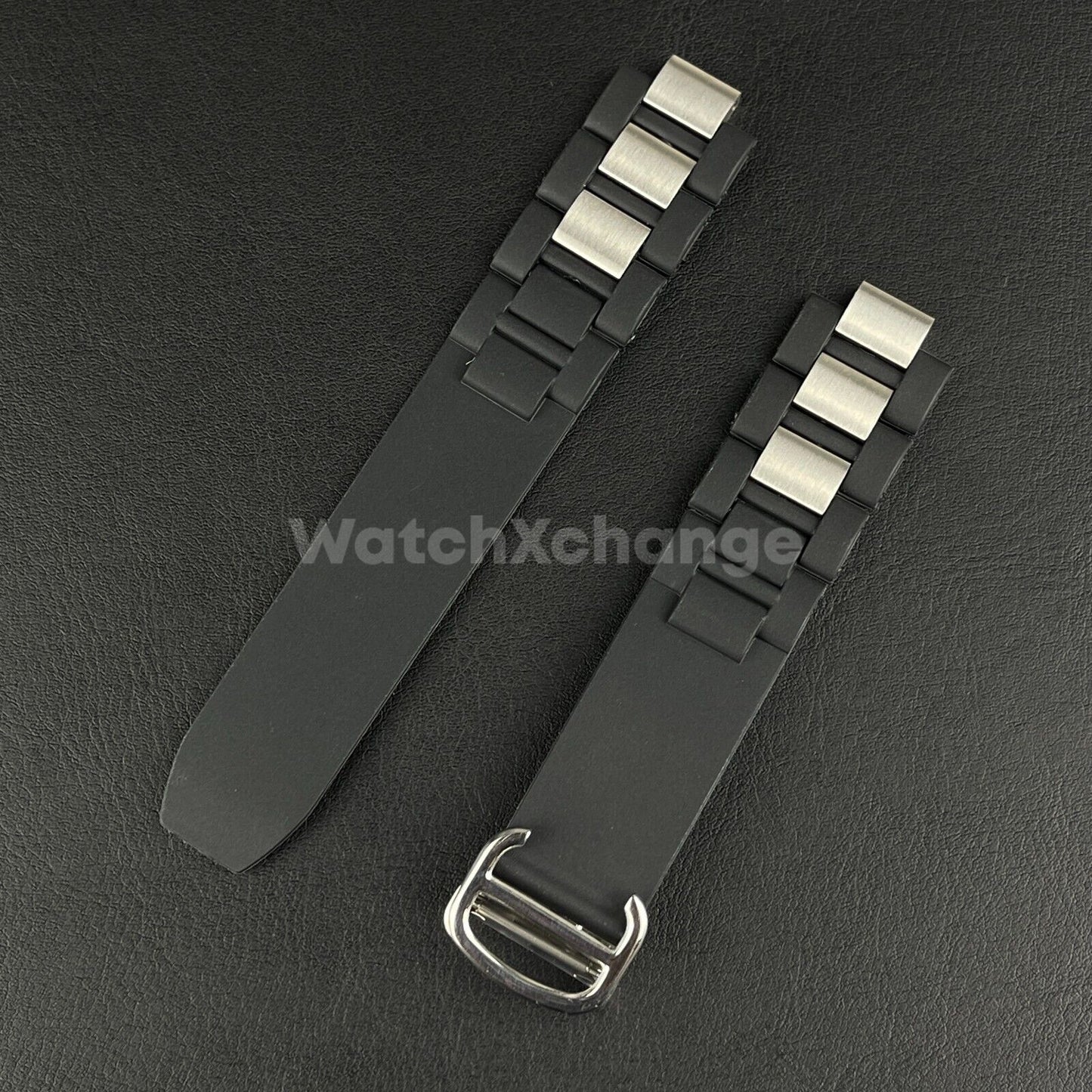 20mm*10mm Black Rubber Wrist Watch Band Strap For Cartier 21 Chronoscaph