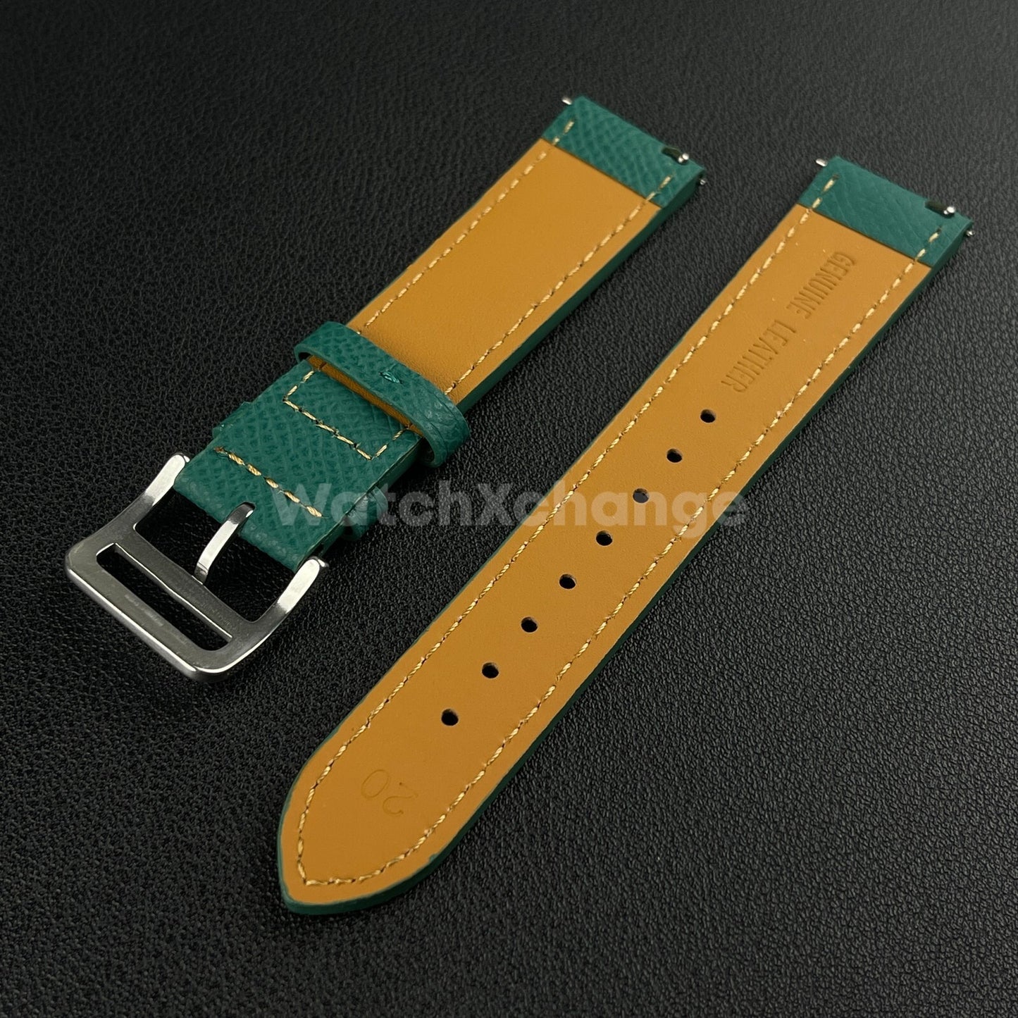 Green Universal Quick Release Genuine Leather Watch Strap Band 18mm 20mm 22mm