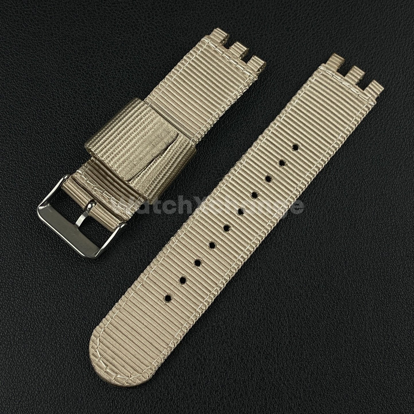 Khaki Beige Nylon Strap For Swatch Canvas Watch Band Sport Wristband 17/19/20mm