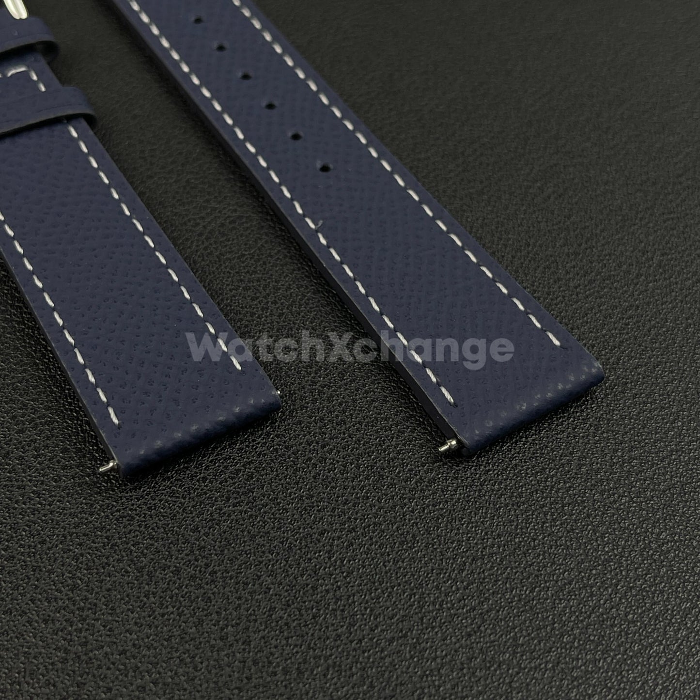 Blue Universal Quick Release Genuine Leather Watch Strap Band 18mm 20mm 22mm