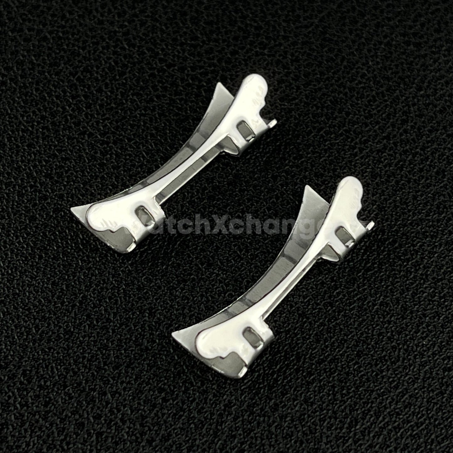 2 Piece Silver & Gold Curved End for Link Wristwatch Band Strap 12mm - 24mm