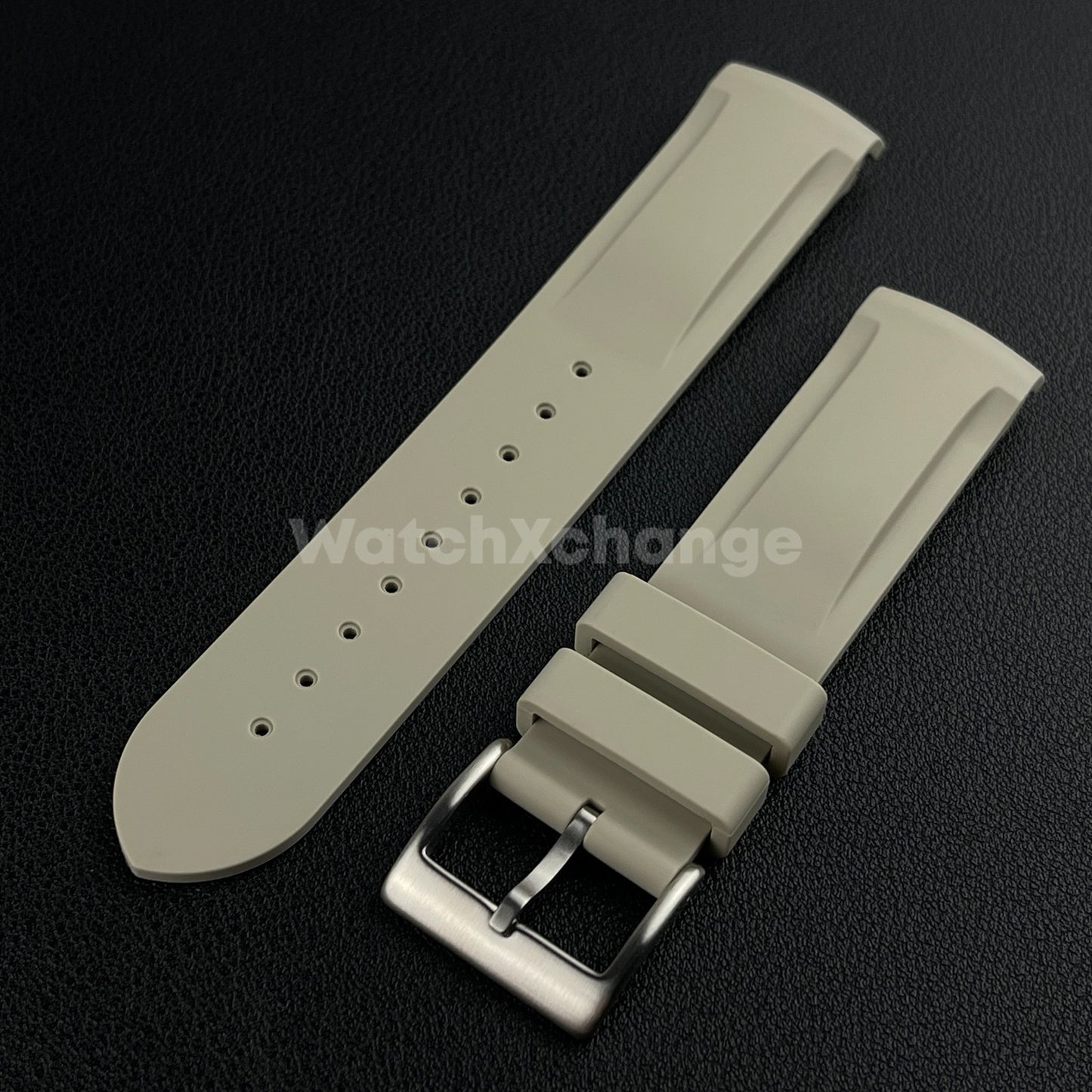 Khaki 20mm Silicone Rubber Curved End Watch Strap Band For Omega Rolex