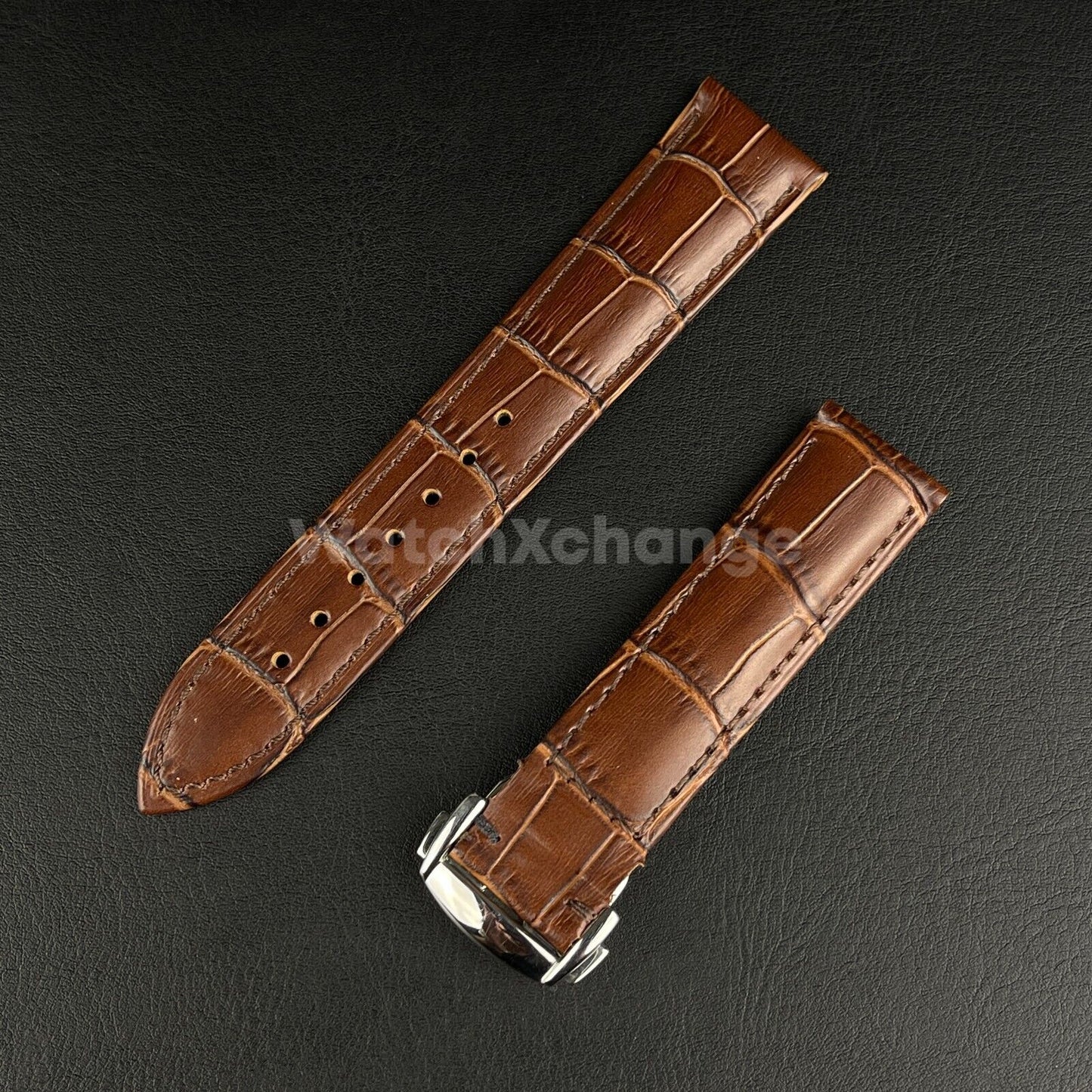 For Omega Brown Genuine Leather Watch Strap With Silver Clasp Buckle 20mm 22mm