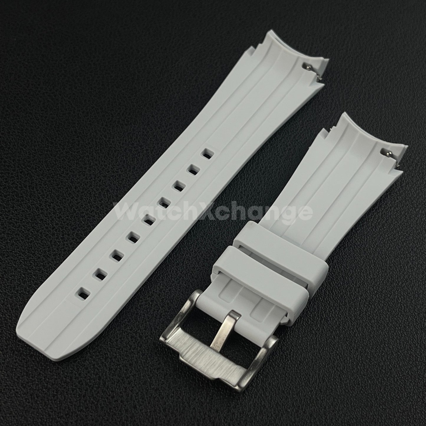 Light Grey 20mm Silicone Rubber Curved End Watch Strap Band For Omega Rolex