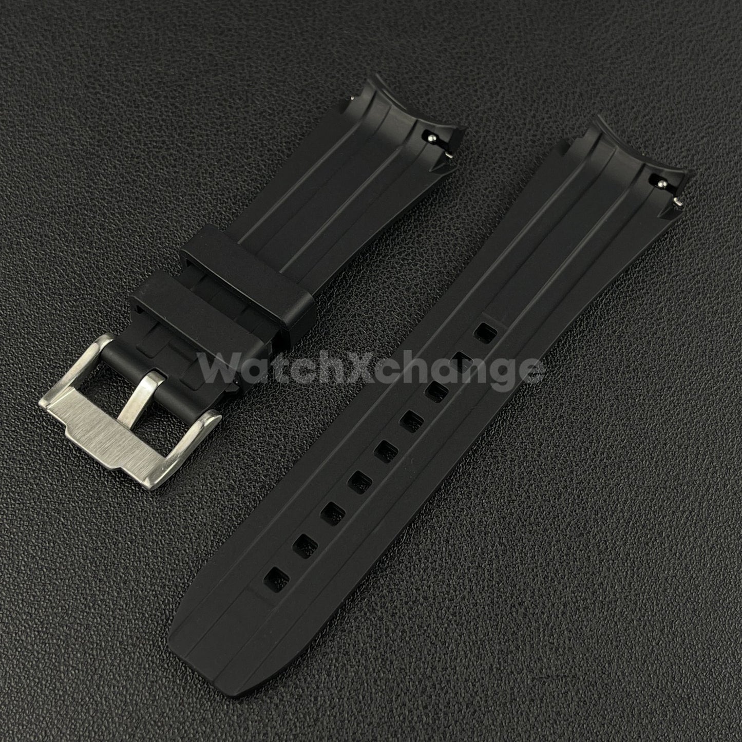 Black 20mm Silicone Rubber Curved End Watch Strap Band For Omega Rolex