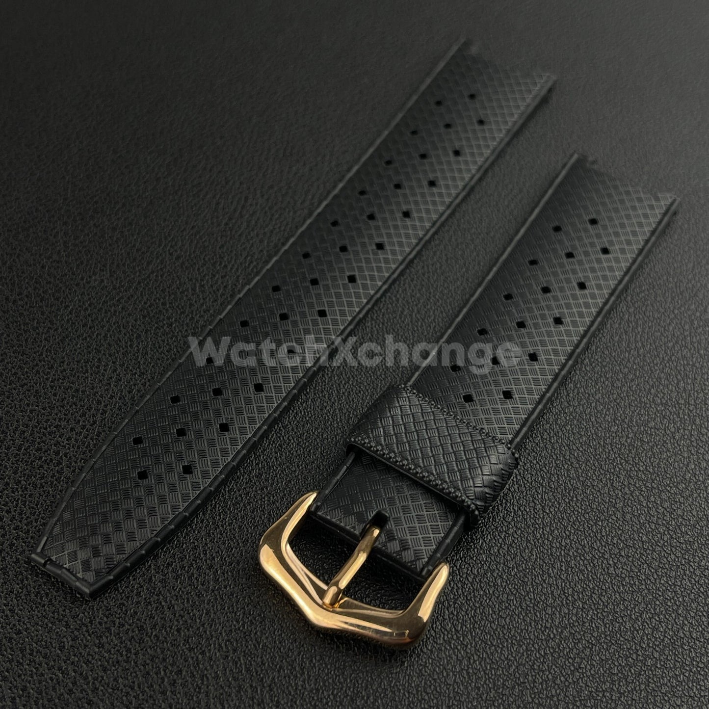 Black Rubber Watch Straps Fit For Cartier Pasha Series Metal Buckle Watchband