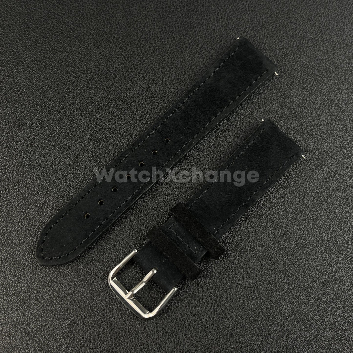 Black Watch Strap Suede Leather Premium Quick Release Band 18 19 20 22mm