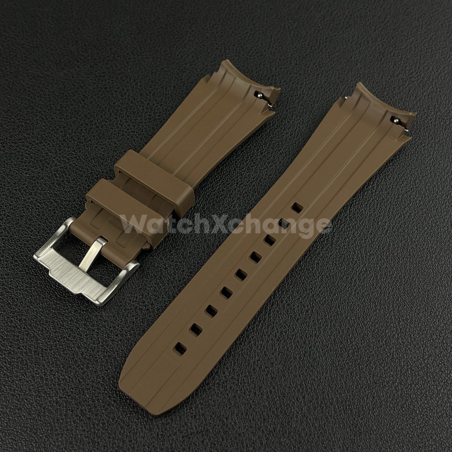 Brown 20mm Silicone Rubber Curved End Watch Strap Band For Omega Rolex