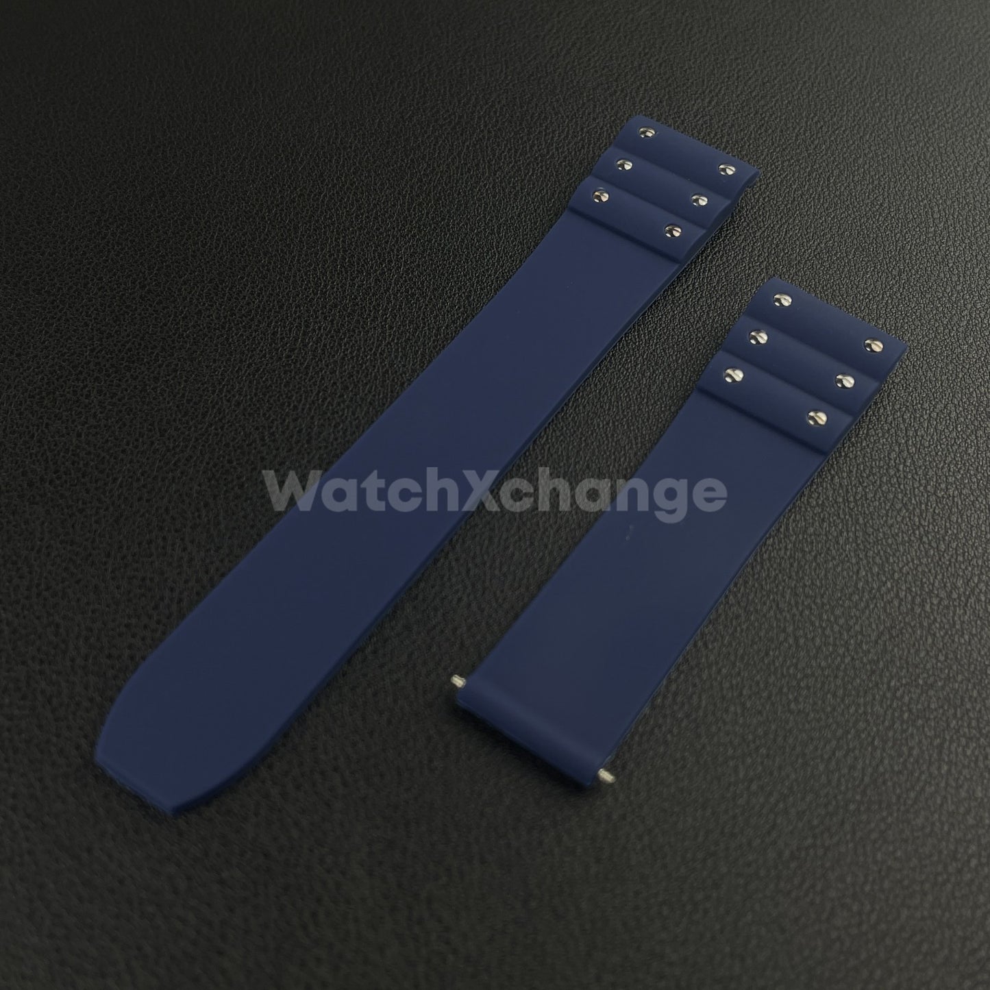 Blue 21mm Silicone Rubber Watch Strap For Cartier Santos