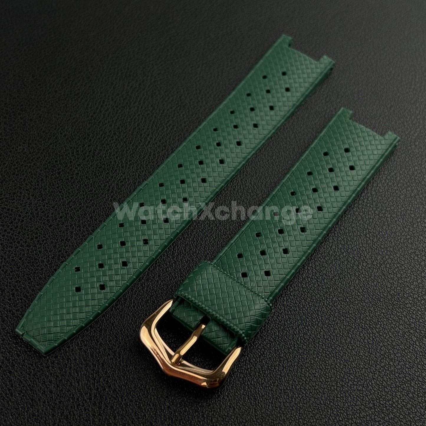 Green Rubber Watch Straps Fit For Cartier Pasha Series Metal Buckle Watchband