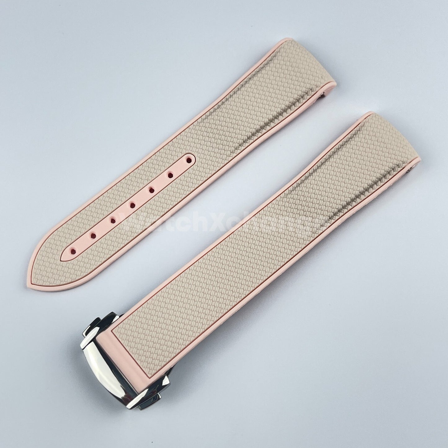 Pink Curved End Silicone Rubber Watch Strap For Omega Seamaster 20mm