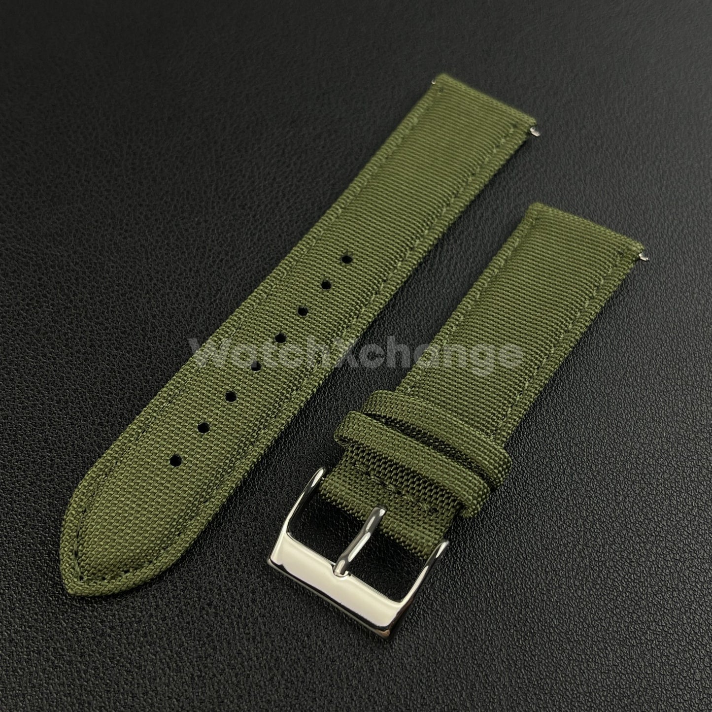 Green Watch Strap Band Nylon Canvas Sailcloth Quick Release 20mm 22mm 24mm