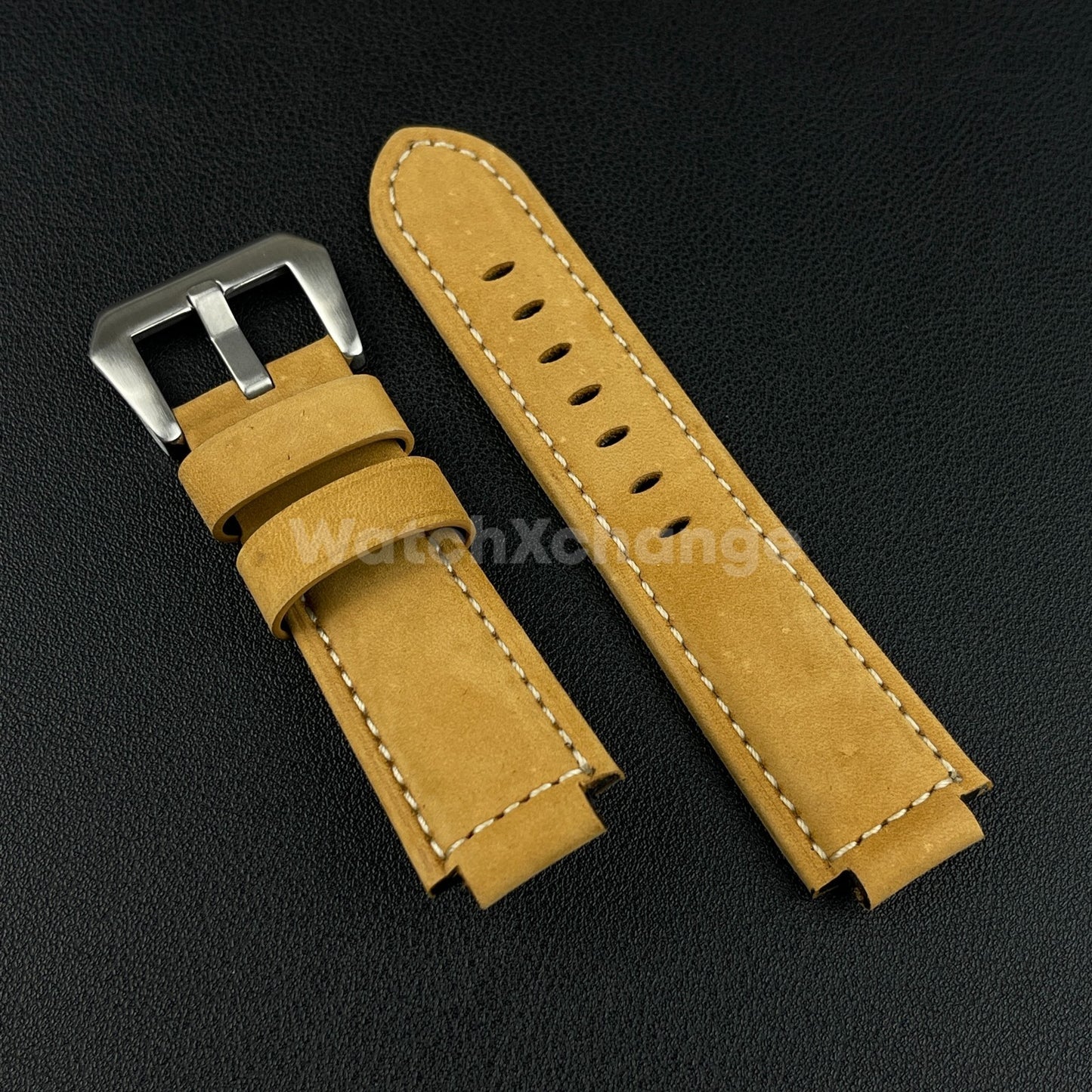 Khaki Frosted Leather Watch Strap for Timex Tidal Compass T2N72 T2N720 14mm 16mm
