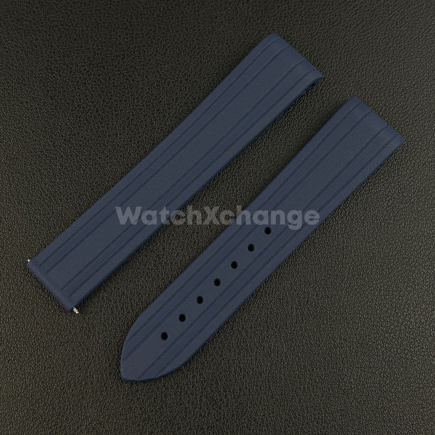 Blue Omega Seamaster 41mm 300M Silicone Rubber Curved End Strap 20mm