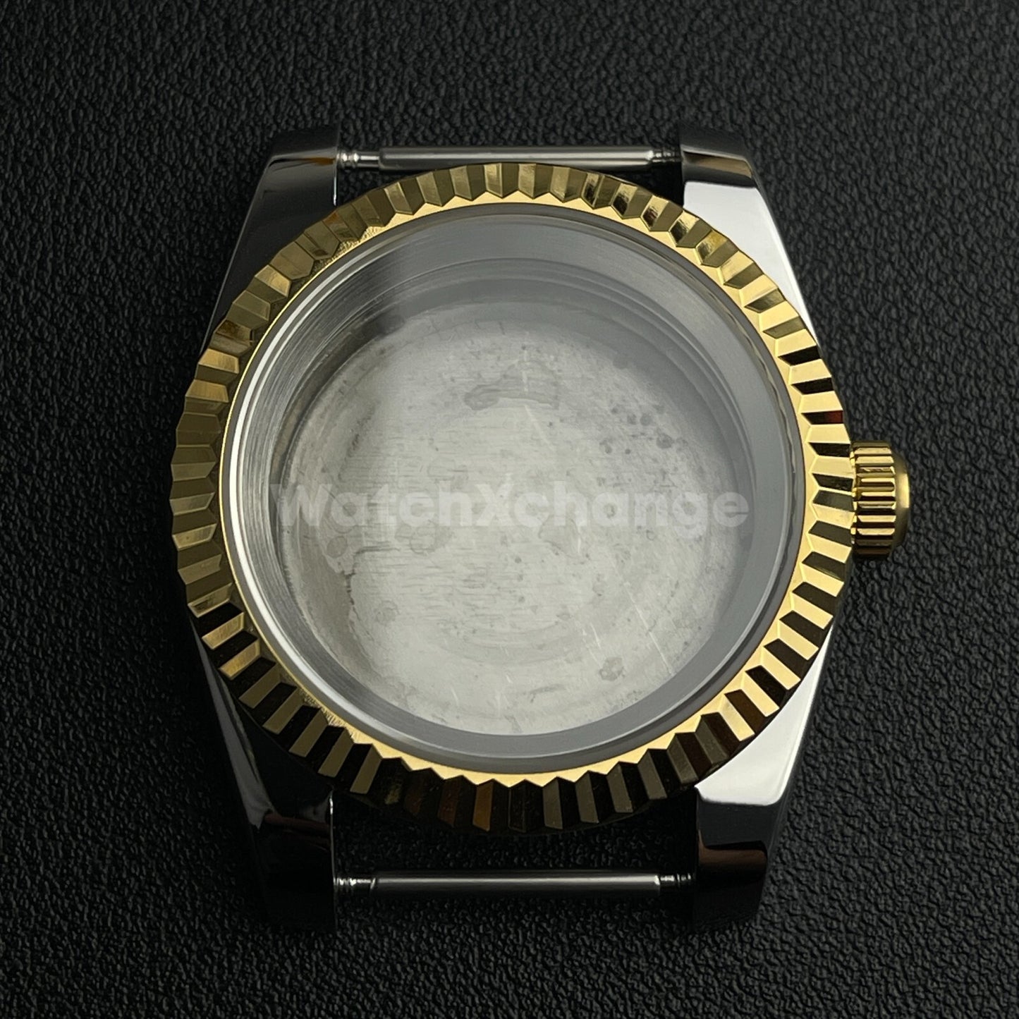 39mm Silver & Gold Watch Case Fluted Modified Sapphire for NH35/NH36 Movement