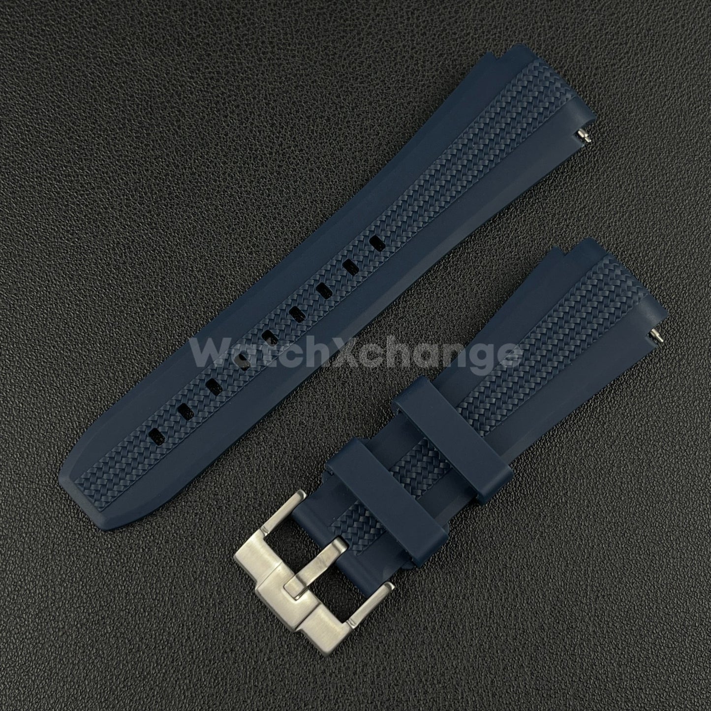Navy Blue 20mm Silicone Rubber Curved End Watch Strap Band For Omega Rolex