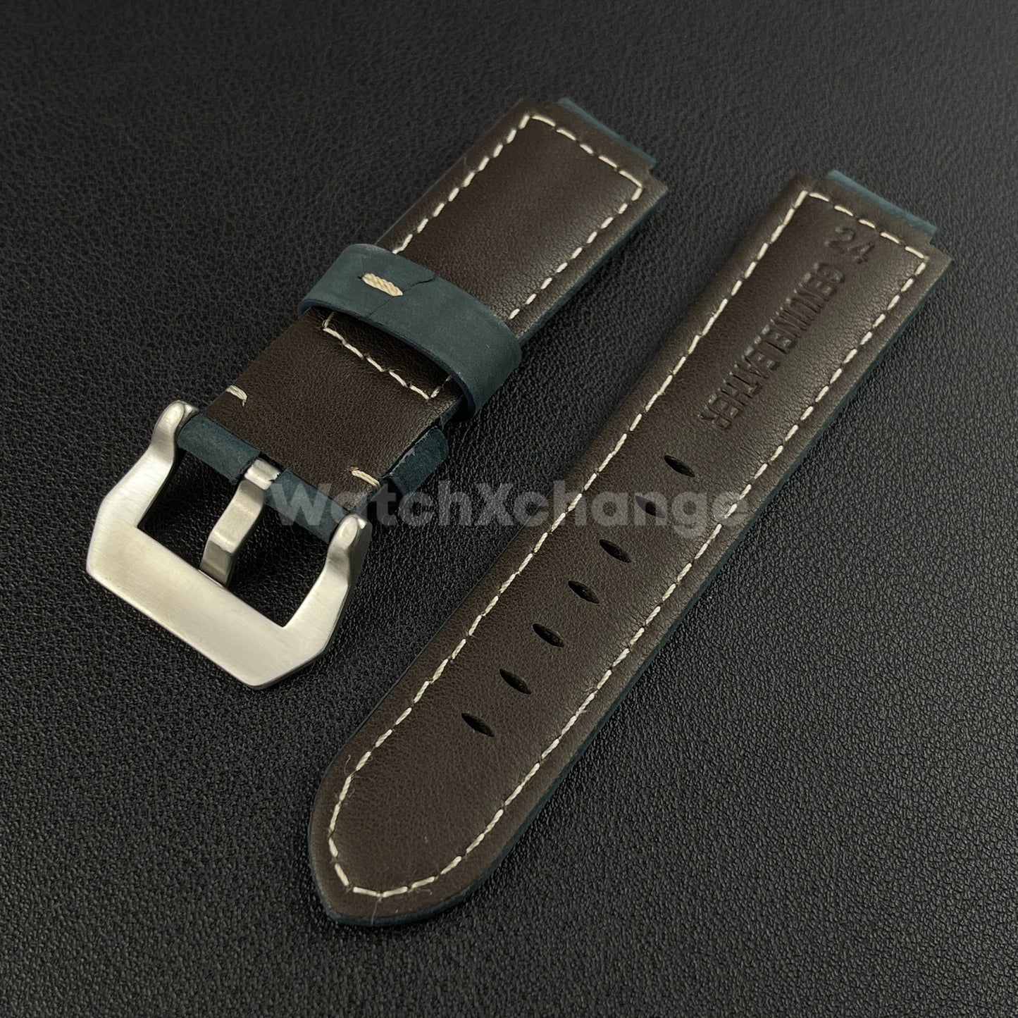 Blue Suede Leather Watch Strap for Timex Tidal Compass T2N72 T2N720 14mm 16mm