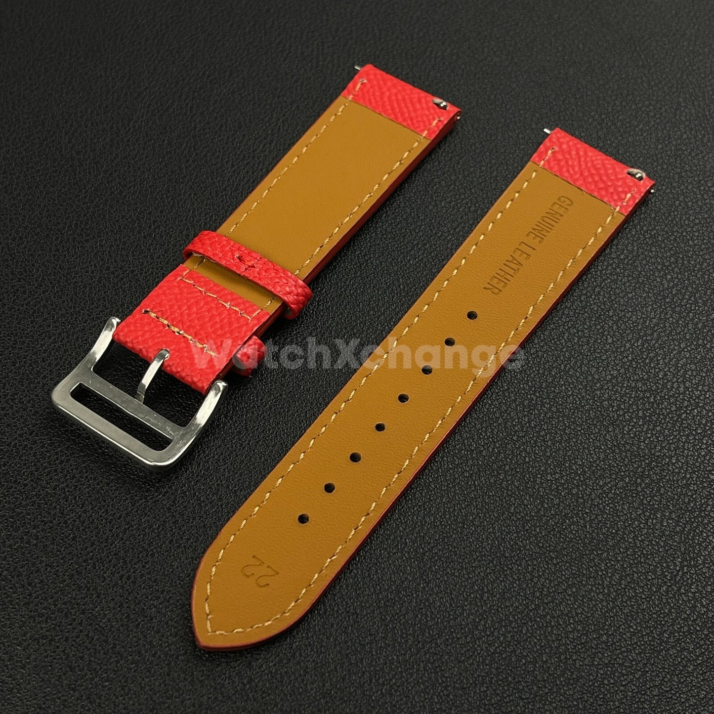 Red Universal Quick Release Genuine Leather Watch Strap Band 18mm 20mm 22mm