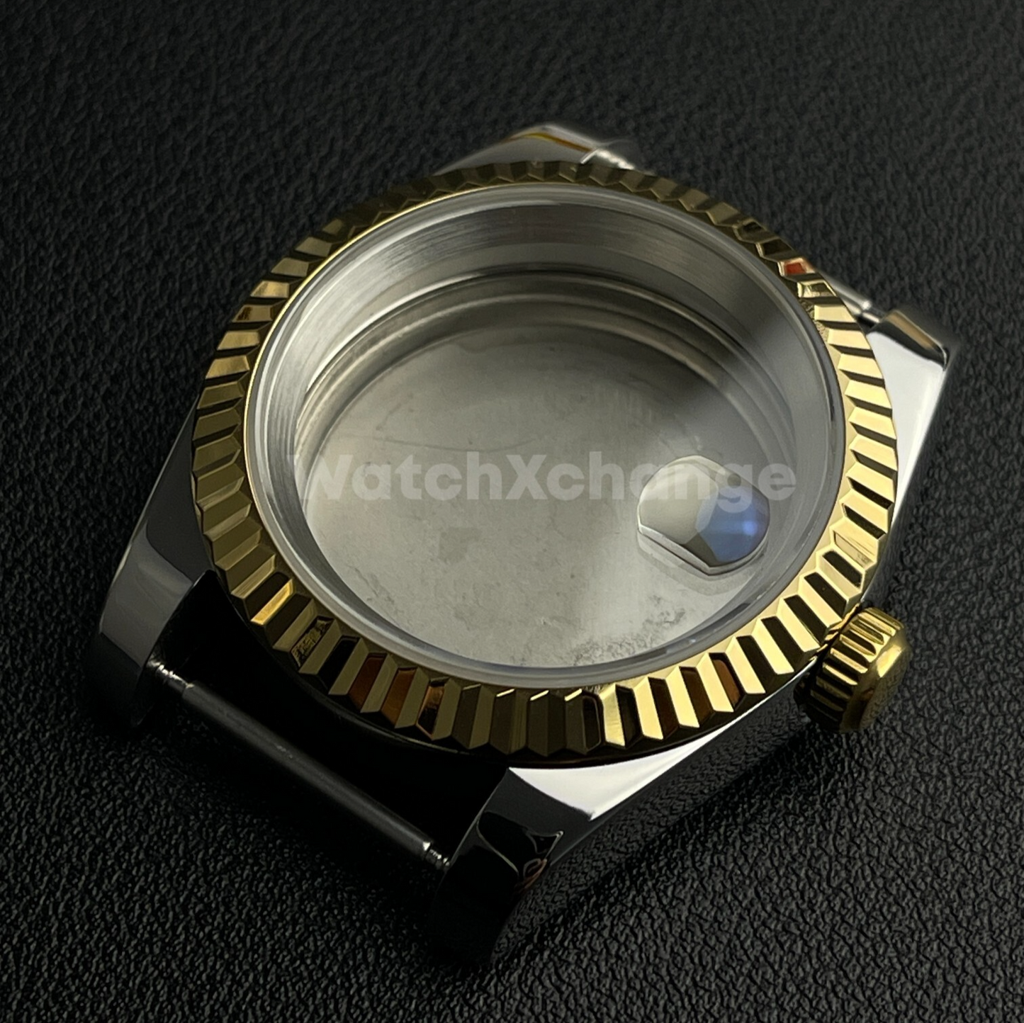 39mm Silver & Gold Watch Case Fluted Modified Sapphire for NH35/NH36 Movement