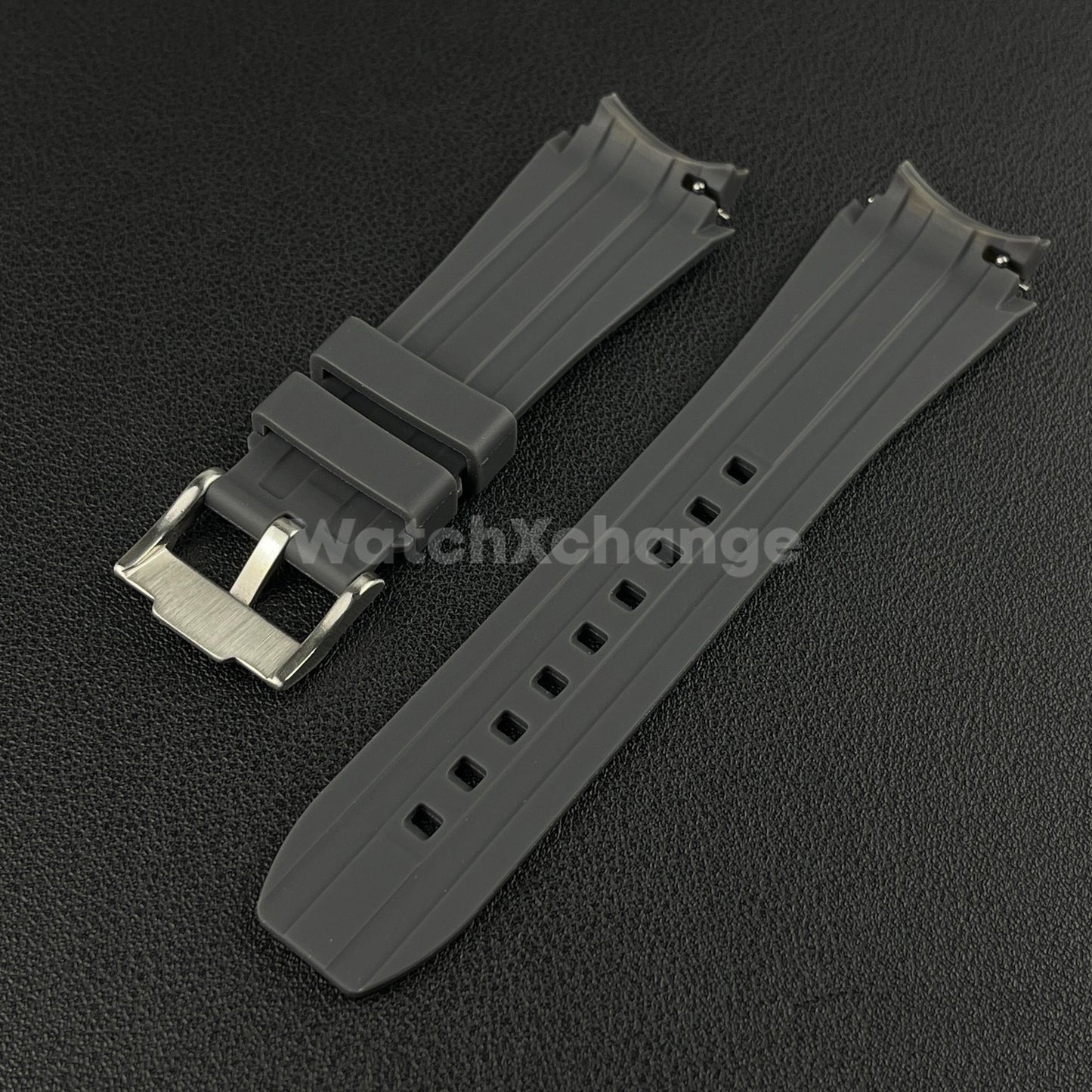 Dark Grey 20mm Silicone Rubber Curved End Watch Strap Band For Omega Rolex