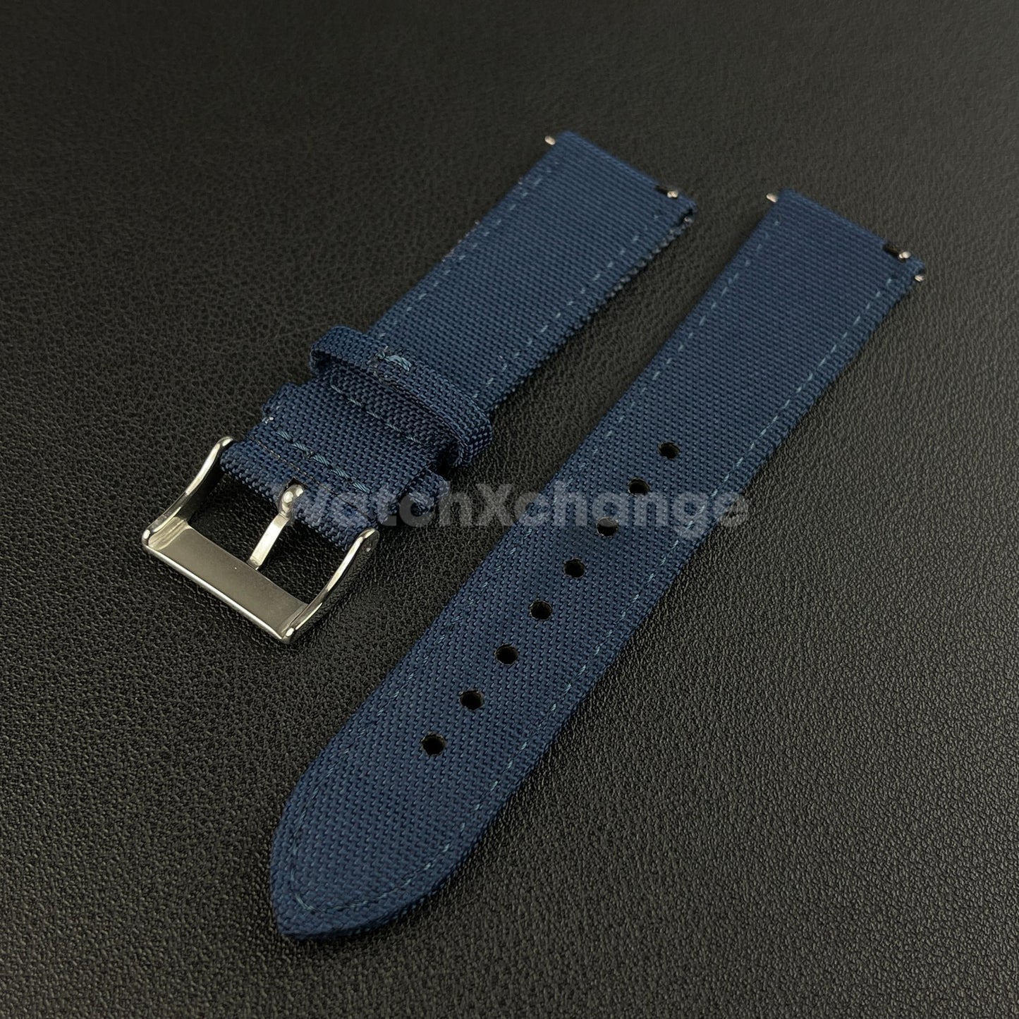 Blue Watch Strap Band Nylon Canvas Sailcloth Quick Release 20mm 22mm 24mm