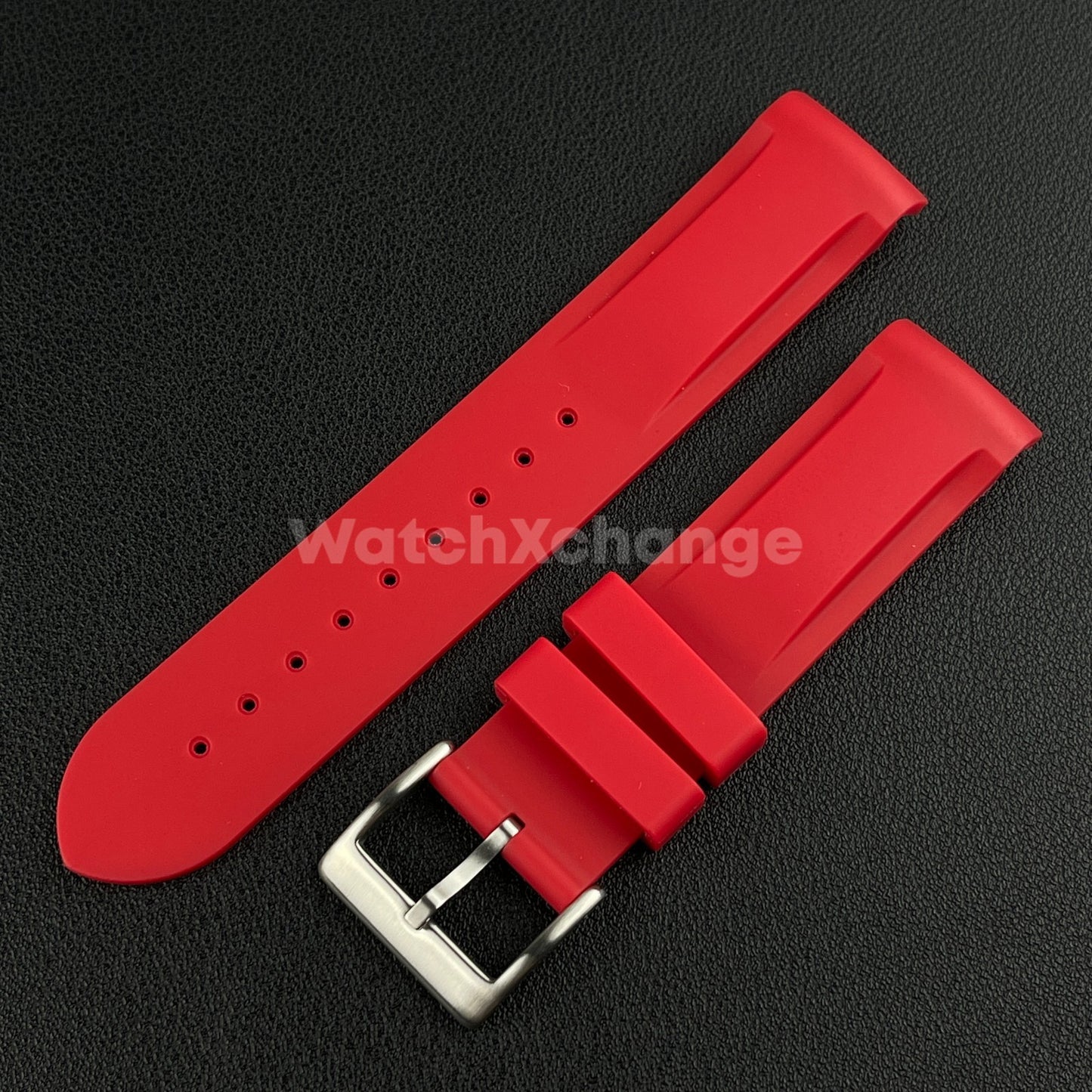 Red 20mm Silicone Rubber Curved End Watch Strap Band For Omega Rolex