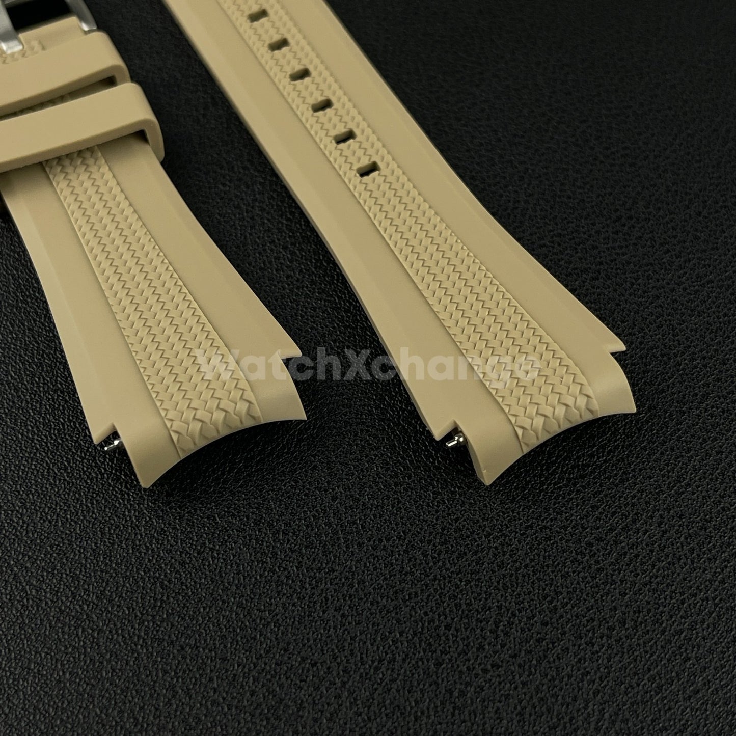 Khaki 20mm Silicone Rubber Curved End Watch Strap Band For Omega Rolex