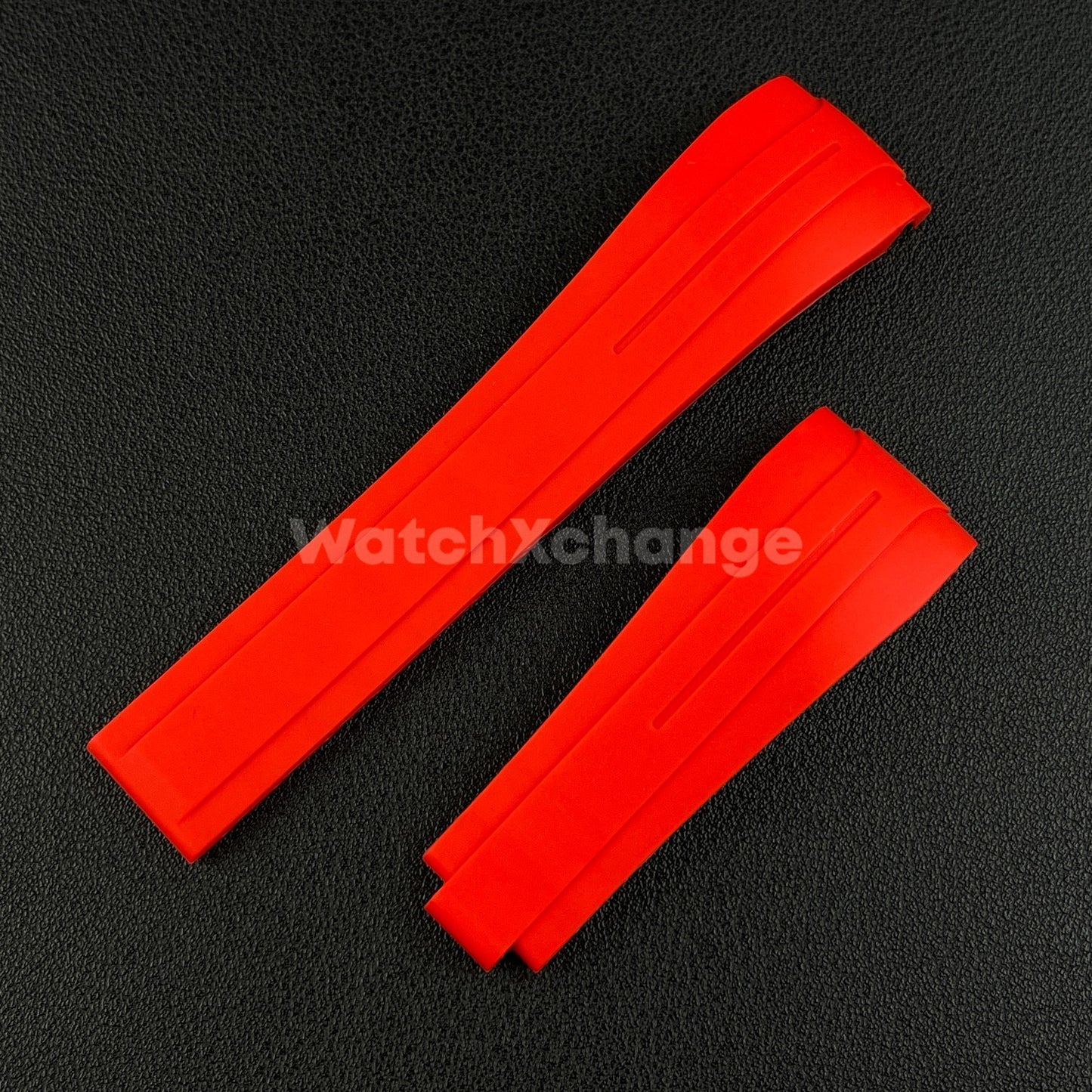 Red 21mm 22mm Curved-end Rubber Strap for Rolex DAYTONA SUBMARINER Yacht-Master
