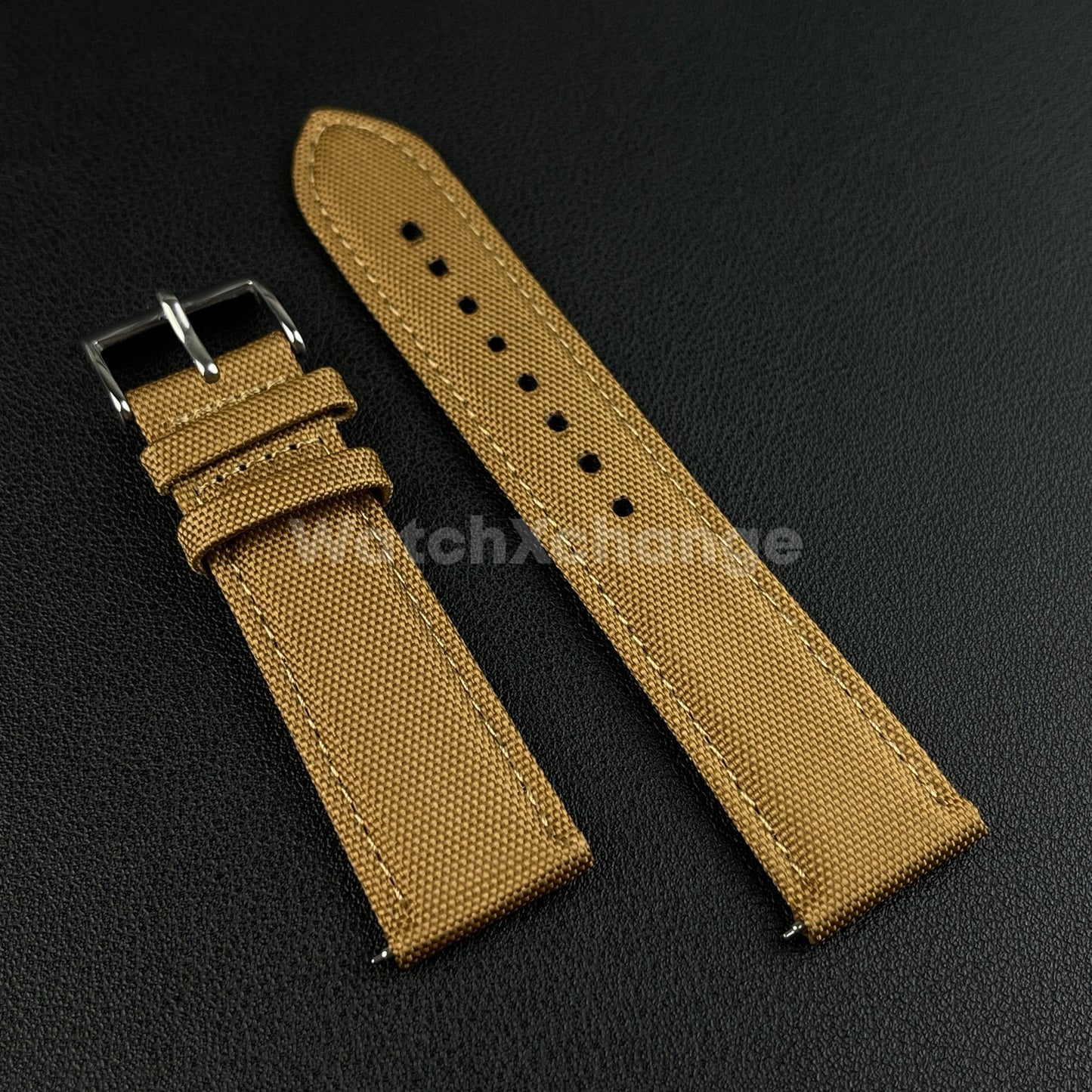 Brown Watch Strap Band Nylon Canvas Sailcloth Quick Release 20mm 22mm 24mm