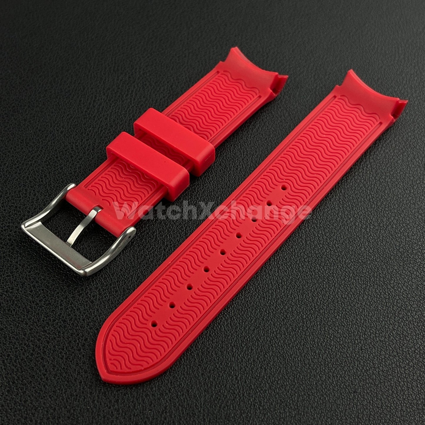 Red 20mm Silicone Rubber Curved End Watch Strap Band For Omega Rolex