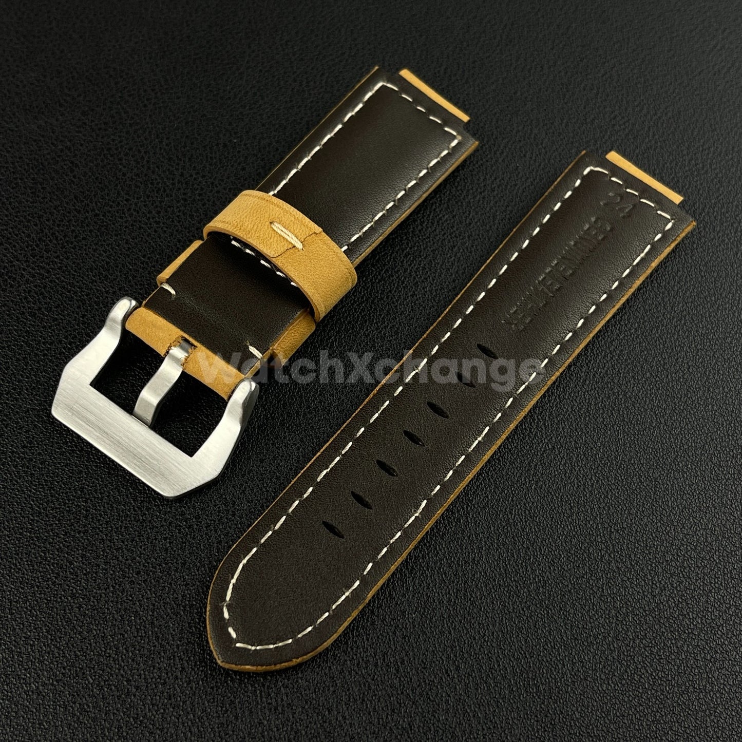 Khaki Frosted Leather Watch Strap for Timex Tidal Compass T2N72 T2N720 14mm 16mm