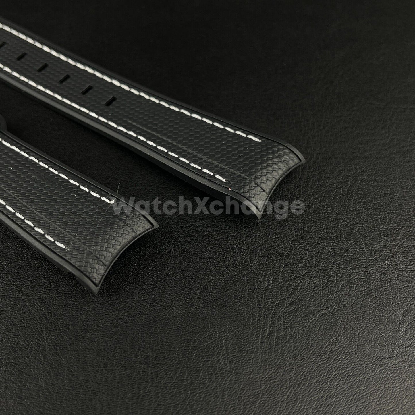 Black 20mm Silicone Rubber Curved End Watch Strap Band For Omega Rolex