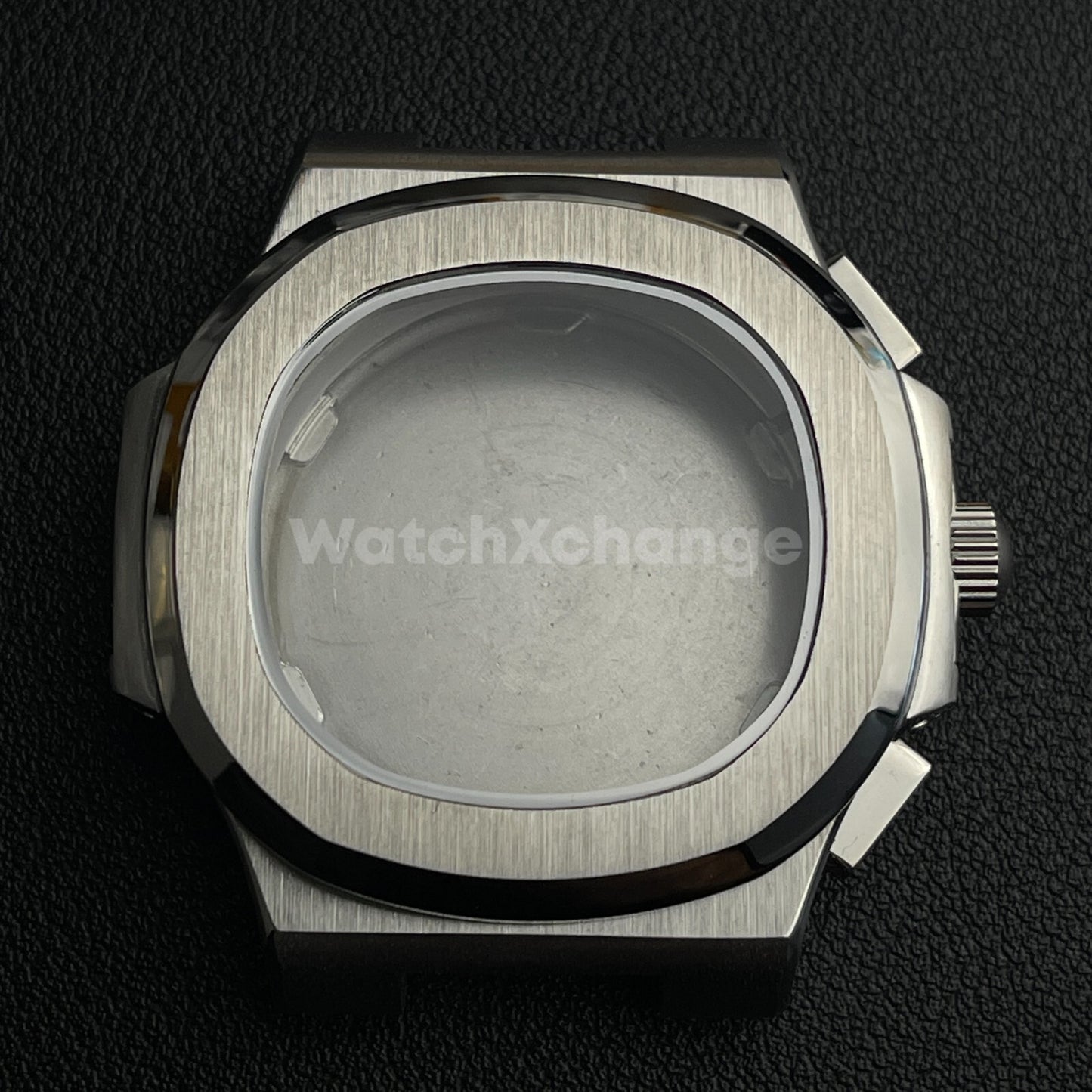 40mm Silver Stainless Steel Watch Case with Strap for VK63 Quartz Movement