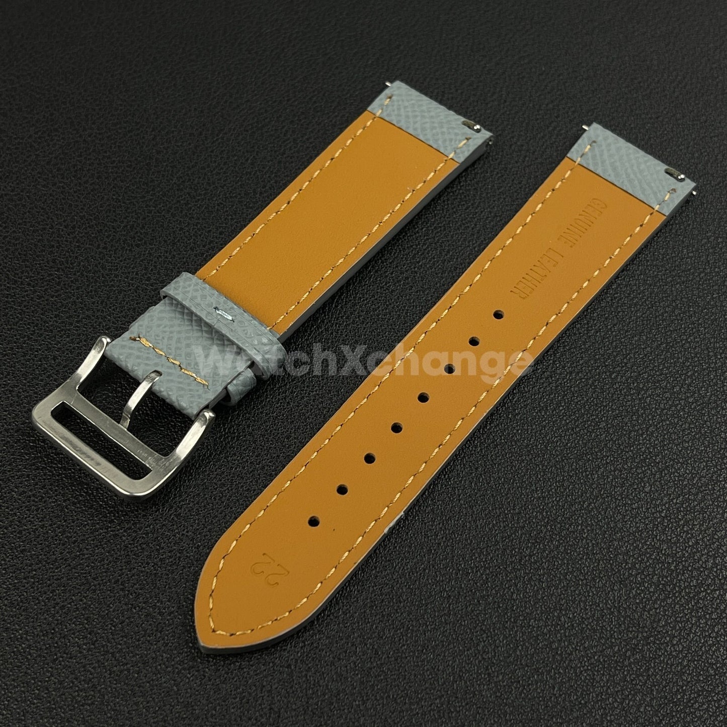 Grey Universal Quick Release Genuine Leather Watch Strap Band 18mm 20mm 22mm