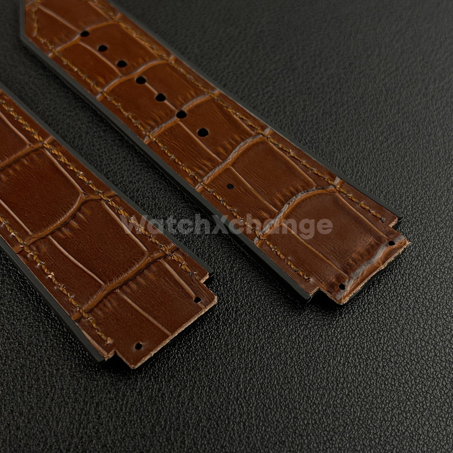 Brown Leather Watch Strap Band 26*19mm Fit HUBLOT BIG BANG