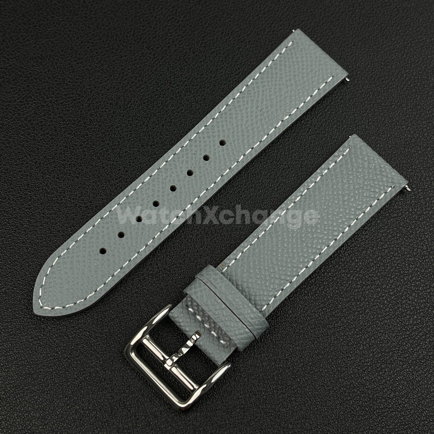 Grey Universal Quick Release Genuine Leather Watch Strap Band 18mm 20mm 22mm