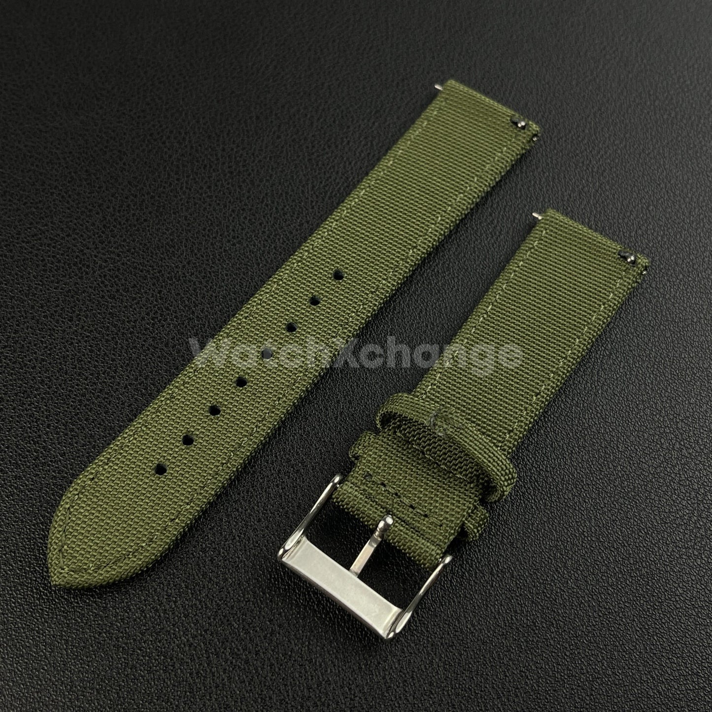Green Watch Strap Band Nylon Canvas Sailcloth Quick Release 20mm 22mm 24mm