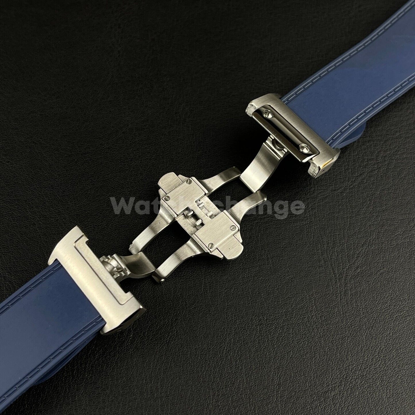 Blue Silicone Rubber Diver Strap Band for Cartier Santos 100 XL Large 23mm 25mm
